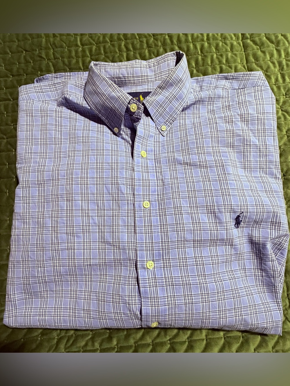 Ralph Lauren blue plaid long sleeve button front shirt size large tall